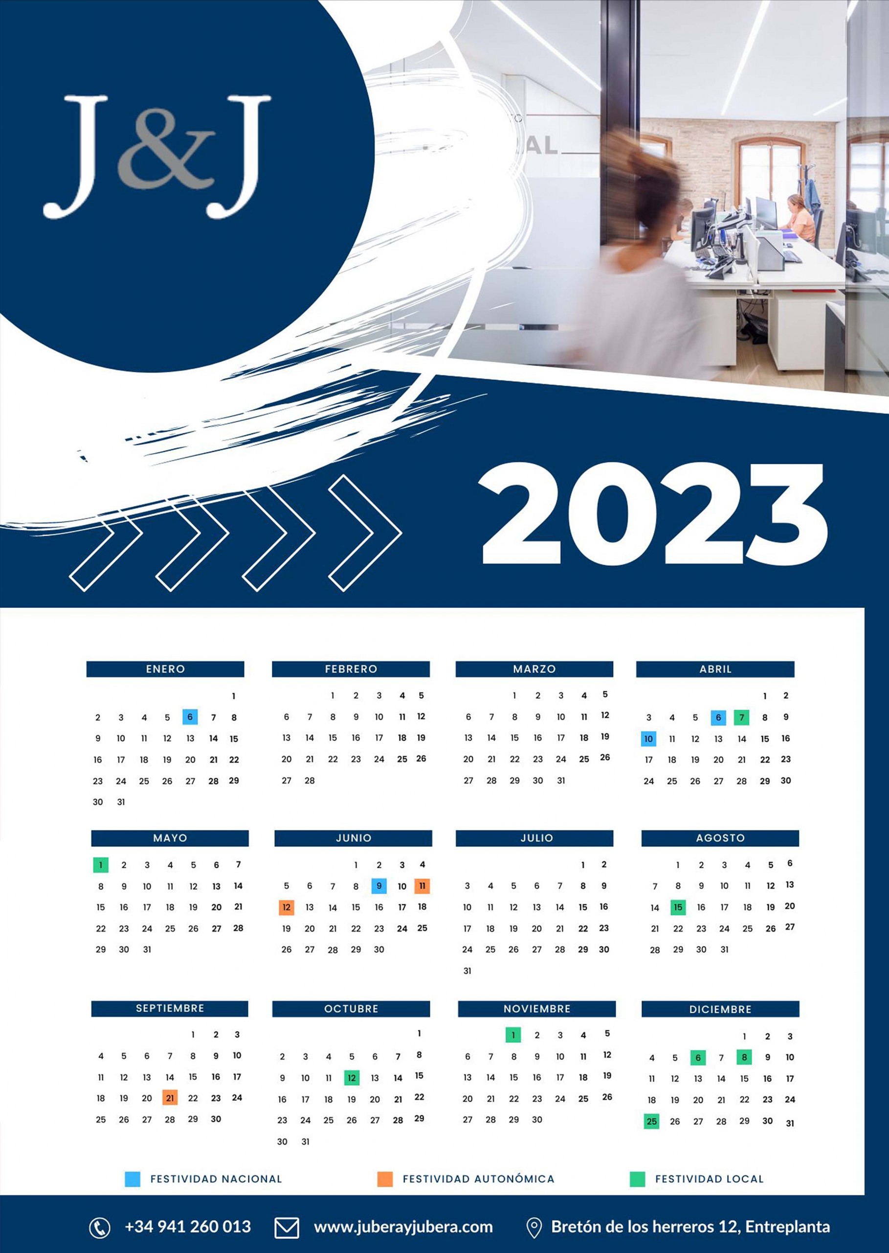 Calendario 2023 La Rioja Calendario Laboral 2023 Logroño (La Rioja) - Jubera y Jubera